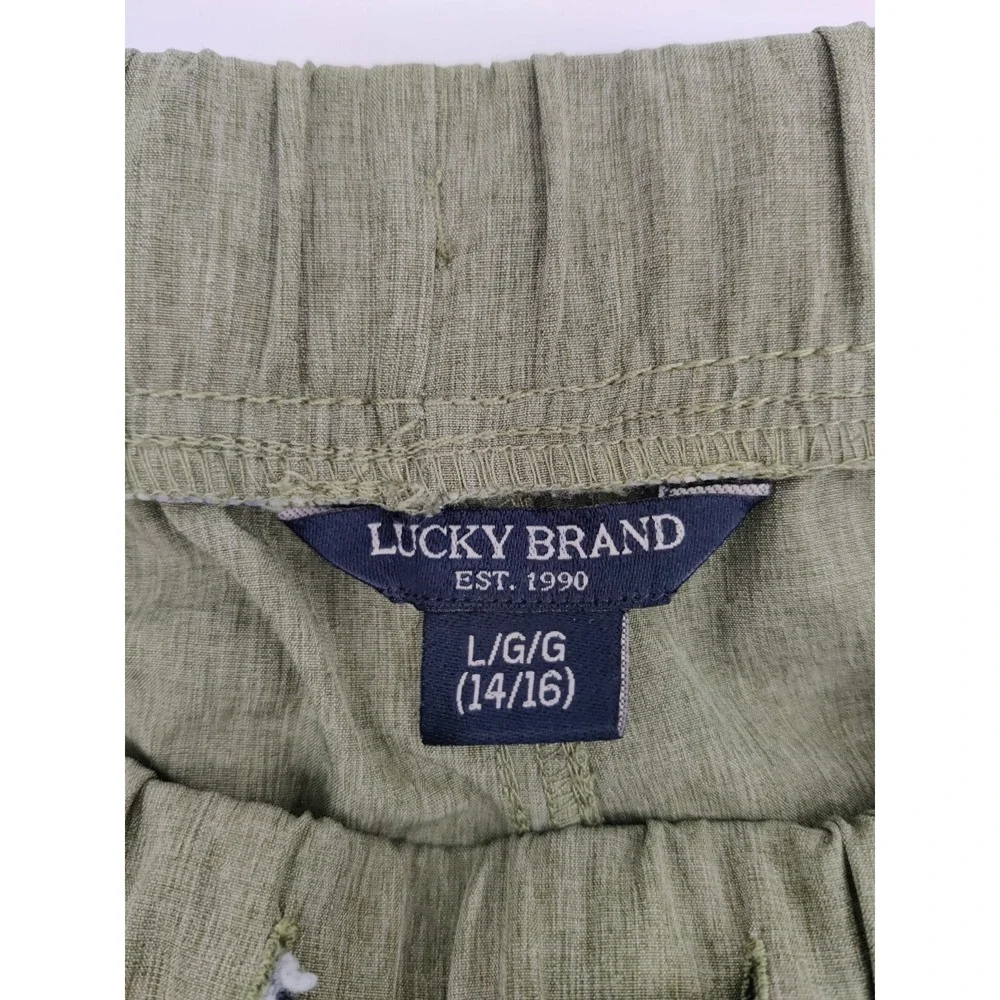 Lucky Brand Boys Shorts Olive‎ Green Elastic Waist Casual Size L 14/16